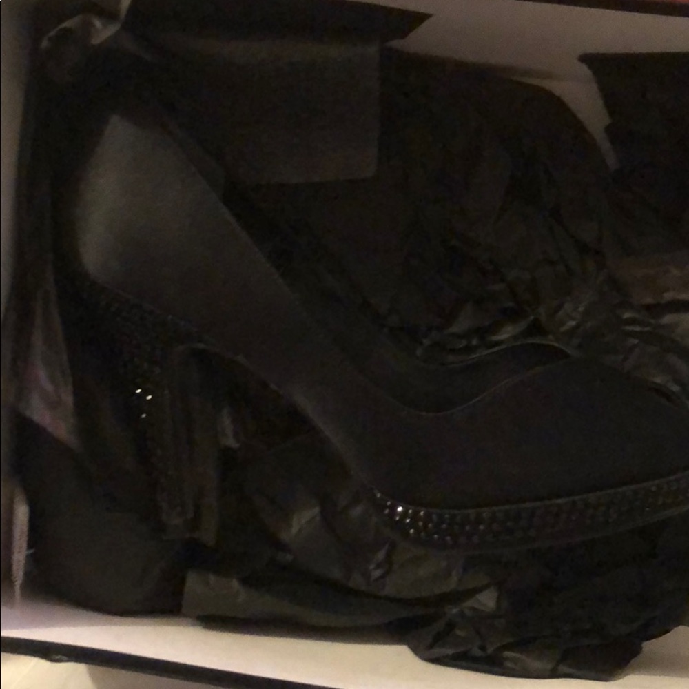 Bejeweled black Nina heels
